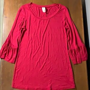 The Hanger red shirt, worn once in great condition